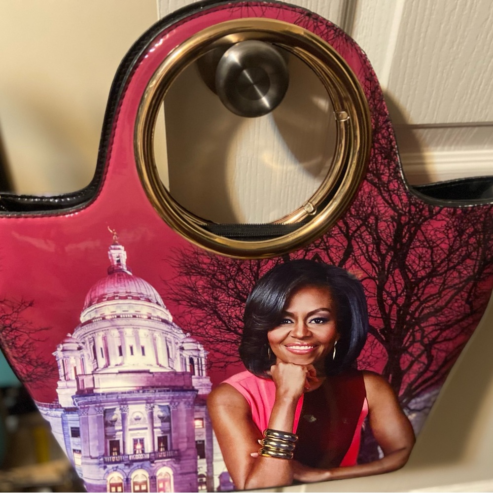 Stylish Pink Tote Bag with Gold Accents